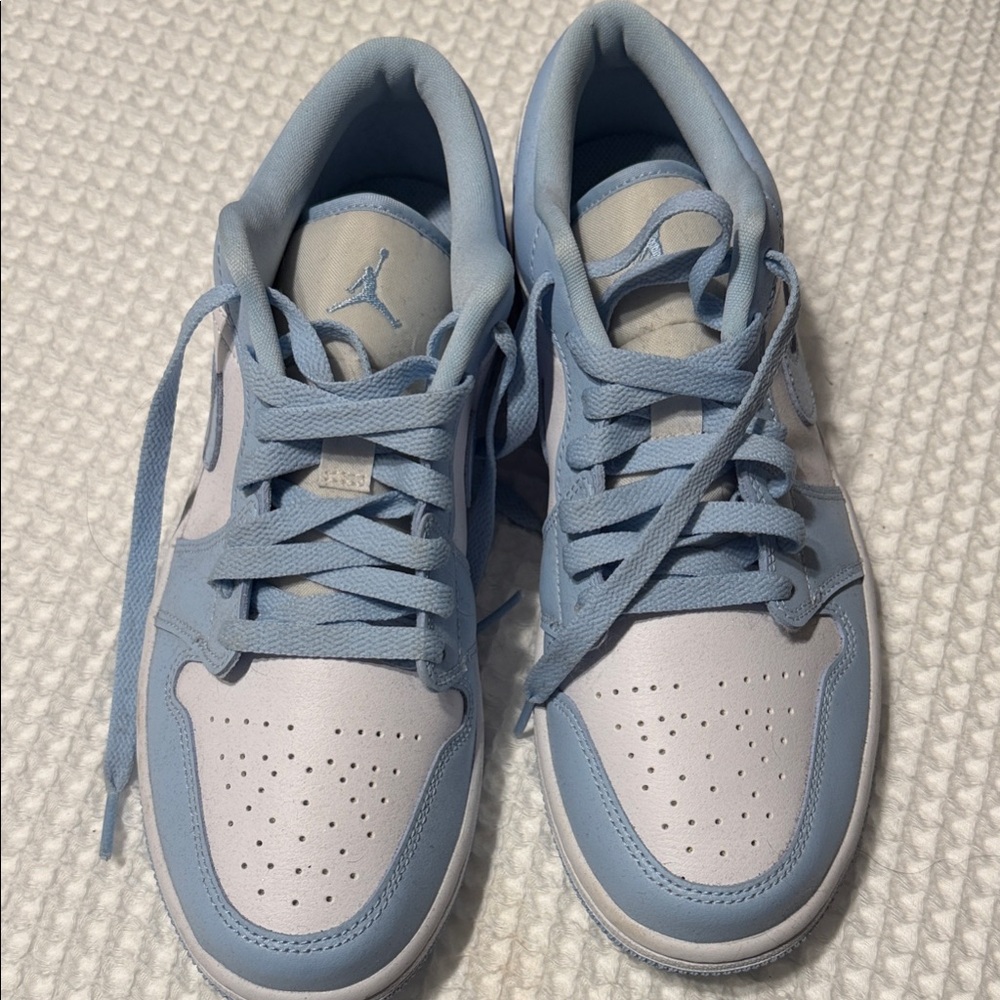 Blue and White Nike Air Force ones